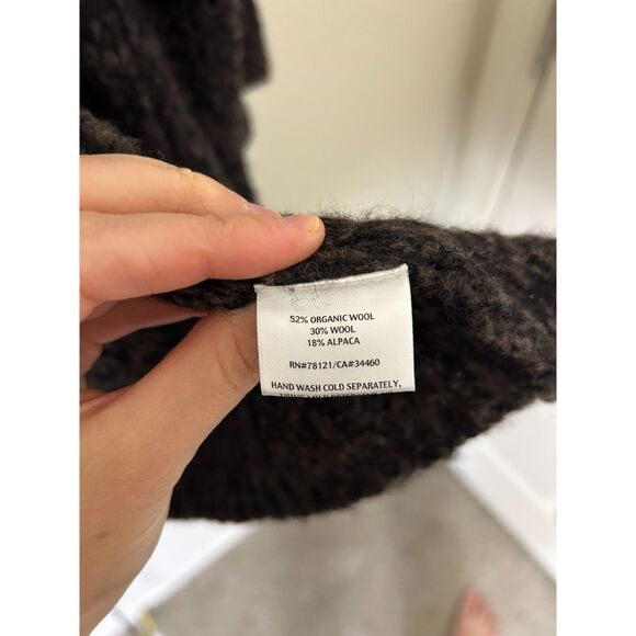 Eileen Fisher Cardigan Women's S Brown Organic Wool/Alpaca 2 Snap Hi‎ Collar - Picture 5 of 9